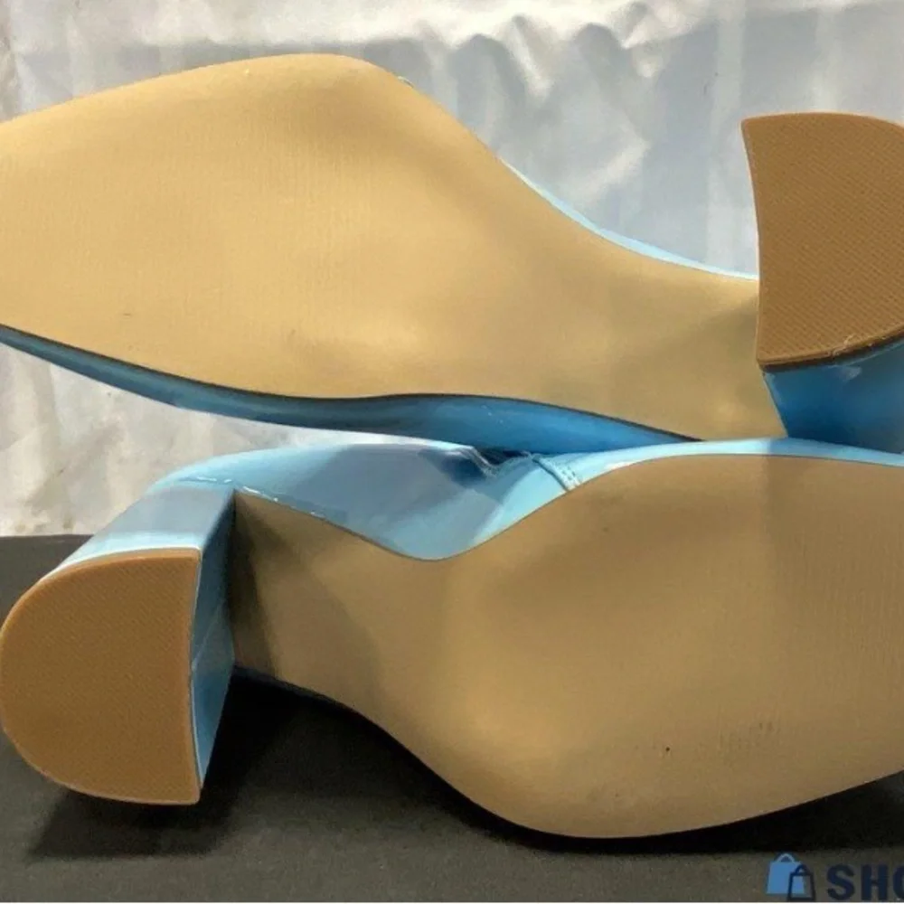 NWOT (Orig Box) Steve Madden Lyndon Sky Blue Patent Heeled Platform Ankle Boots - Picture 5 of 5